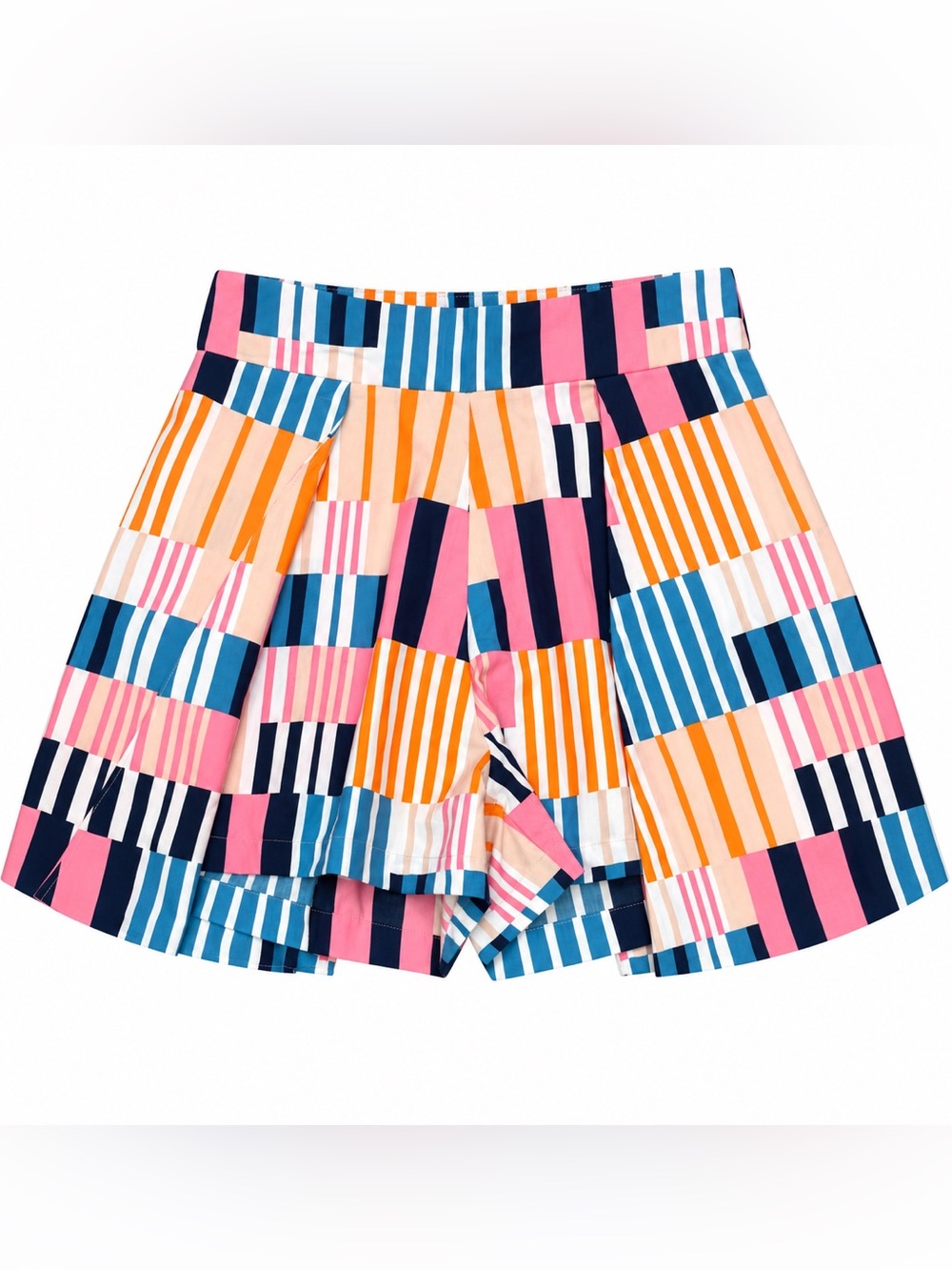 Vibrant Striped Patchwork Women’s Skort in Pink & Blue